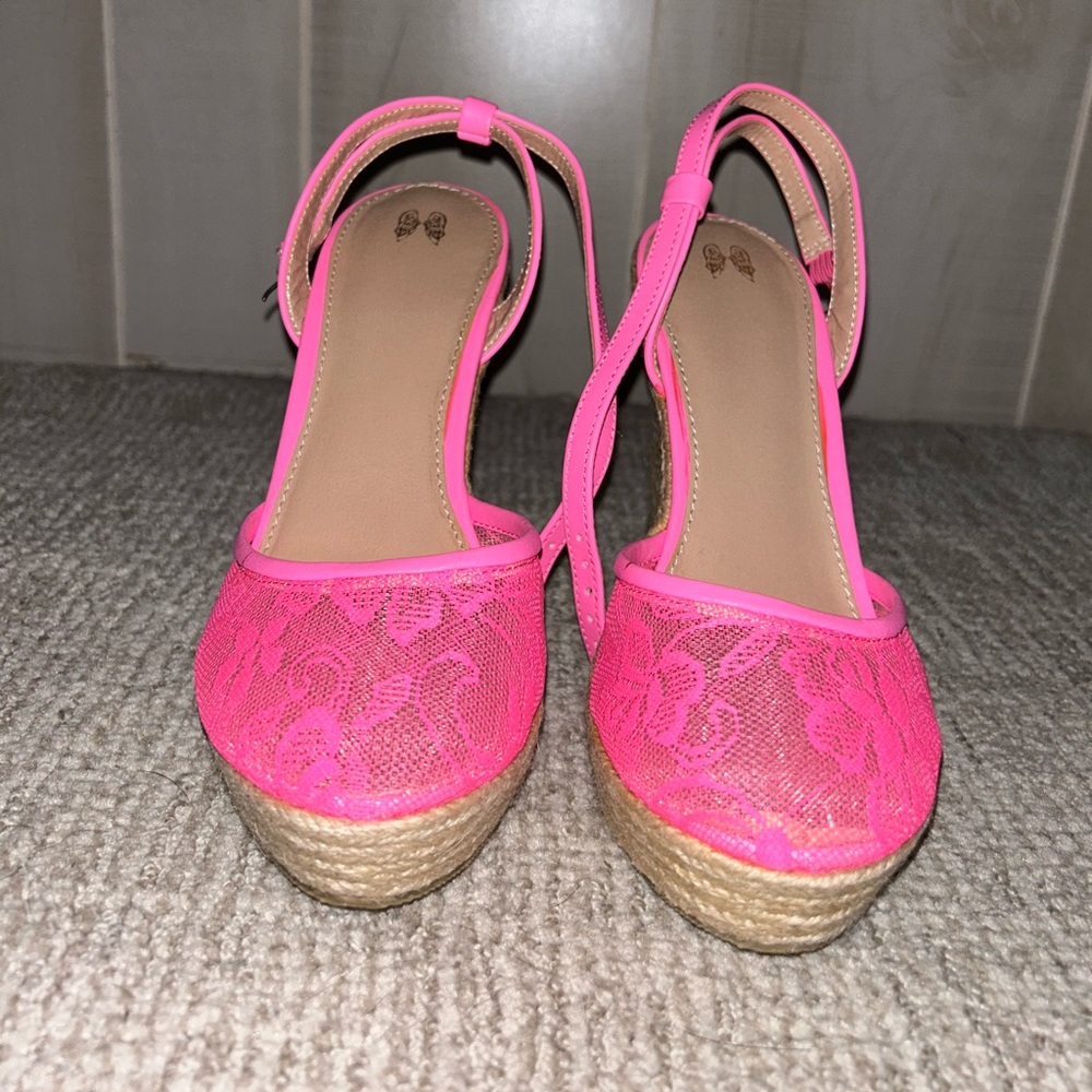 Victoria’s Secret neon pink wedges
